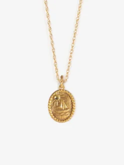 WANDER01 Wanderlust Life Gold Chain Pendant Necklace - Moonstone Navicella