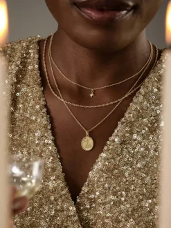 WANDER01 Wanderlust Life Gold Chain Pendant Necklace - Moonstone Navicella