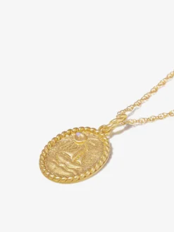 WANDER01 Wanderlust Life Gold Chain Pendant Necklace - Moonstone Navicella