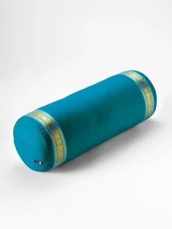 Discount LOYALE01 Yogamatters Organic Cotton Gold Trim Bolster - Ocean Green