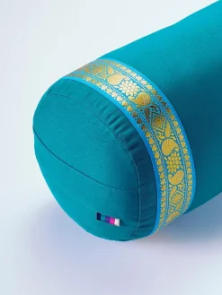 Discount LOYALE01 Yogamatters Organic Cotton Gold Trim Bolster - Ocean Green